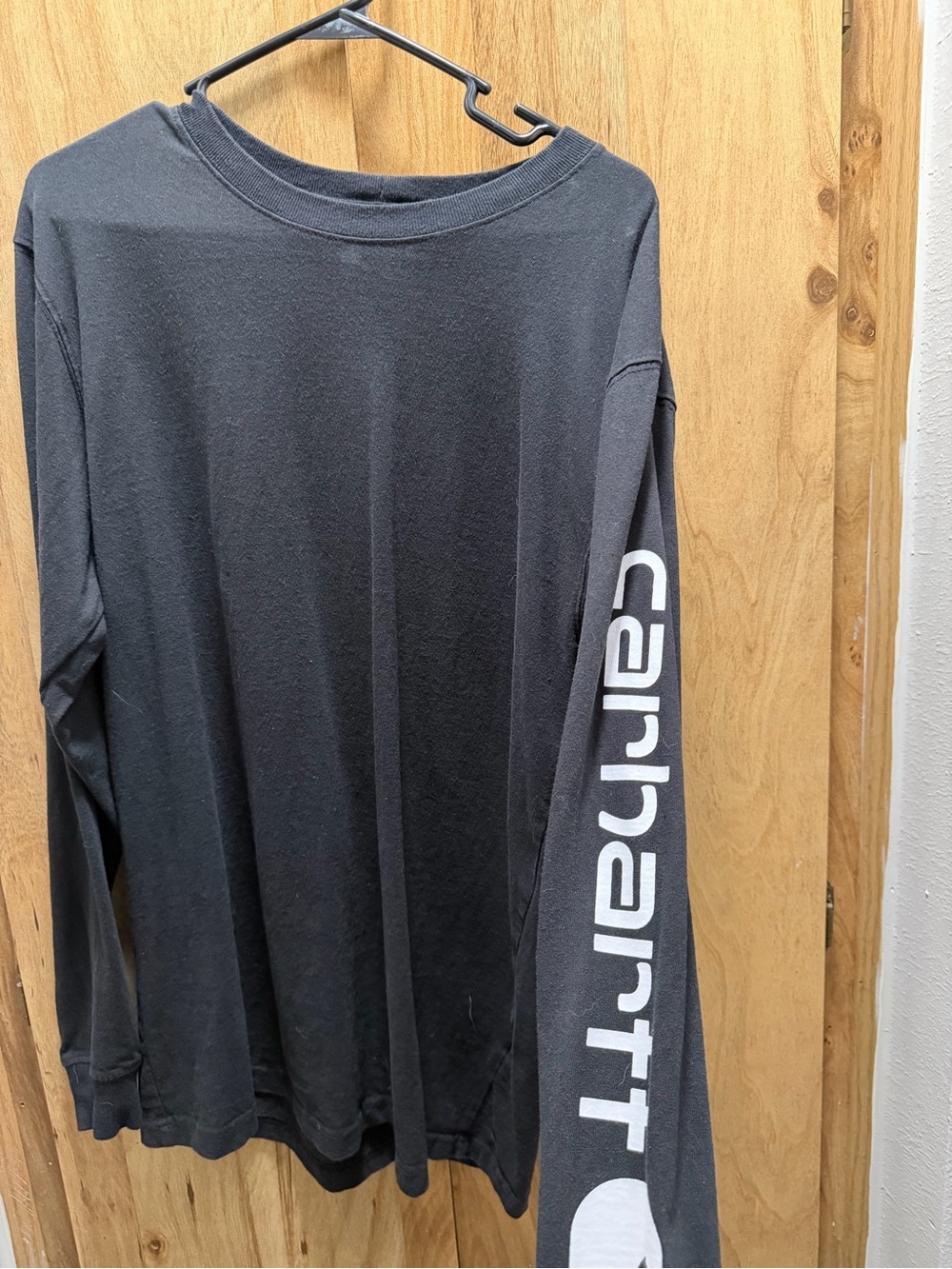 Carhartt Black Long Sleeve Crewneck Shirt with White Sleeve Logo